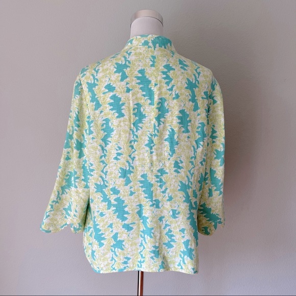 Pendleton Plus Green Botanical Print Linen Blend Jacket Size 18/20 - Picture 2 of 6